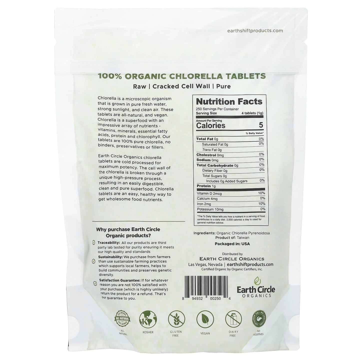 100% Organic Chlorella Tablets by Earth Circle Organics - Image 2