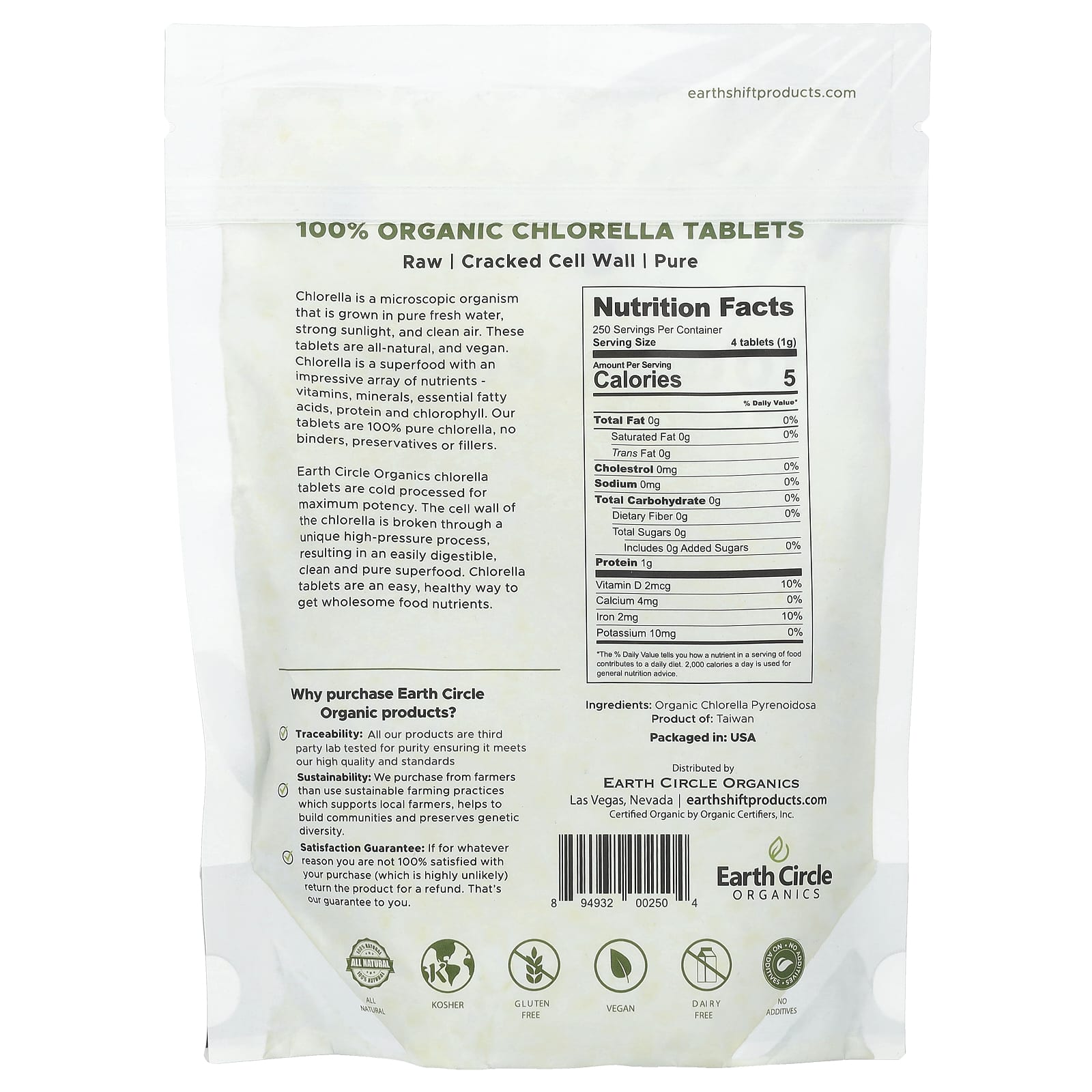 100% Organic Chlorella Tablets by Earth Circle Organics - Image 2