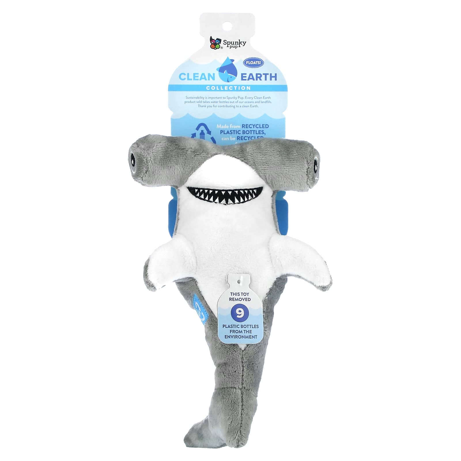 Spunky Pup, Clean Earth Collection, Large Hammerhead Shark, 1 Toy - Image 1