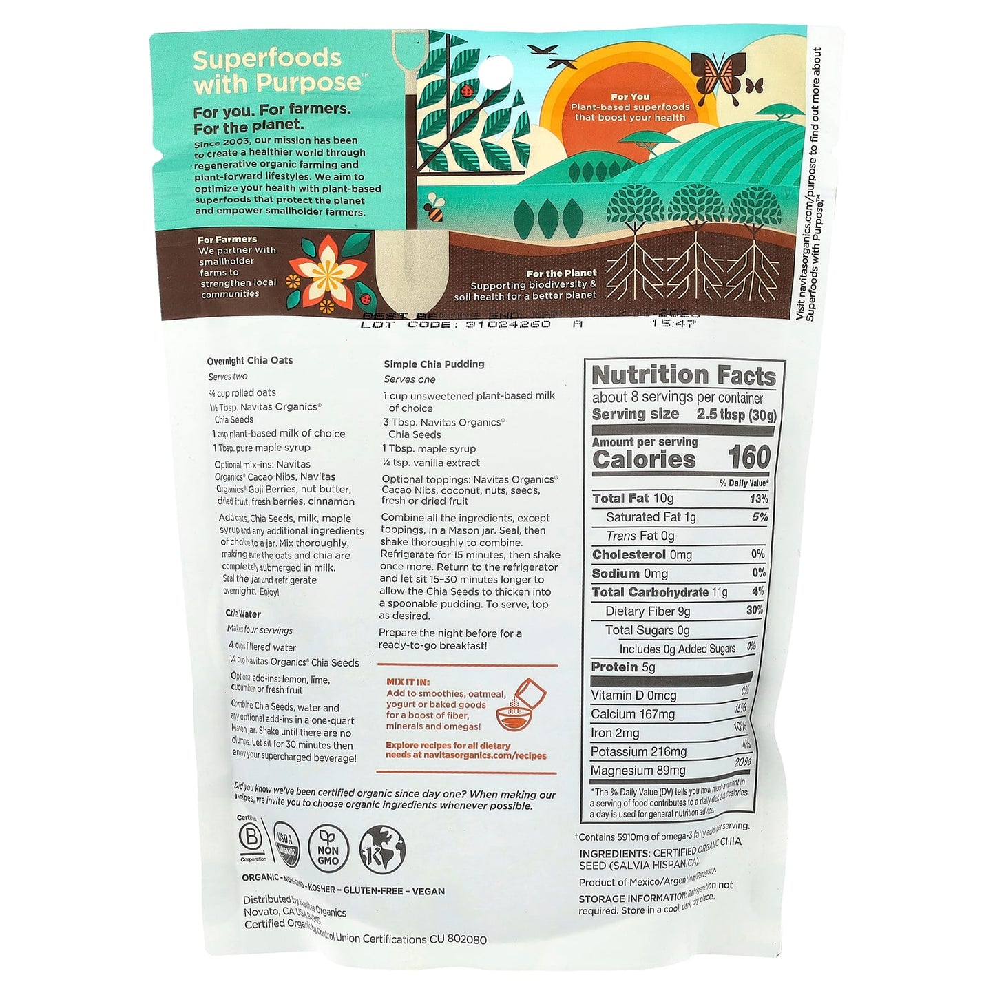 Navitas Organics, Organic Chia Seeds, 8 oz (227 g) - Image 2