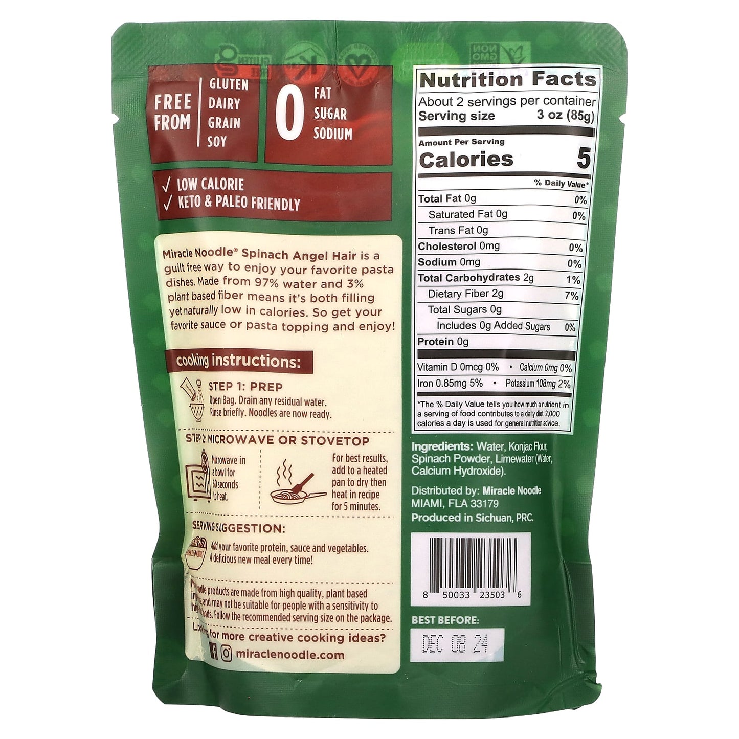 Miracle Noodle, Spinach Angel Hair Style, 7 oz (200 g) - Image 2