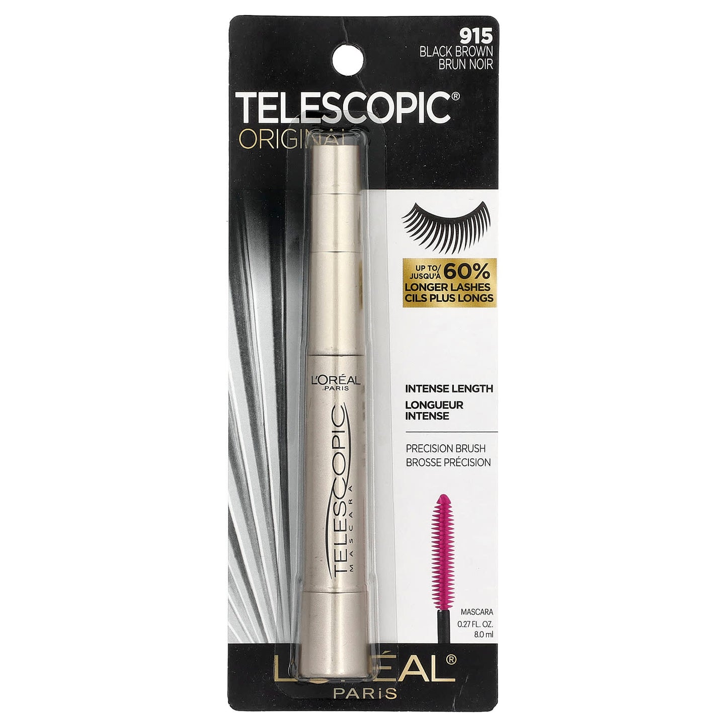 L'Oréal, Telescopic® Original Mascara, 915 Black Brown, 0.27 fl oz (8 ml) - Image 2