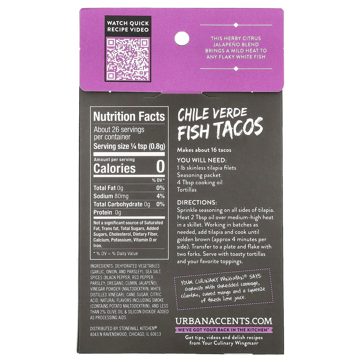 Urban Accents, Seasoning Mix, Chile Verde Fish Tacos, 0.75 oz (21 g) - Image 2