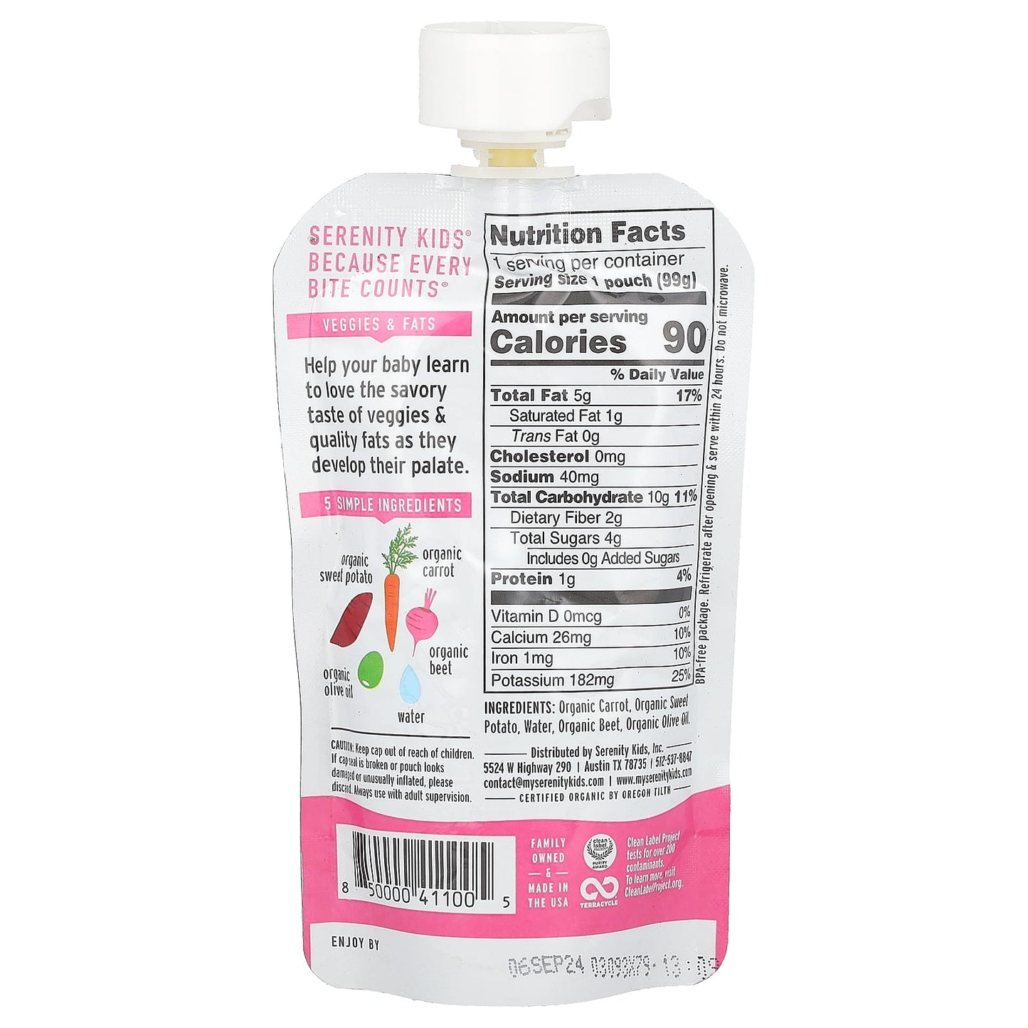 Serenity Kids, Organic Roots, 6+ Months, Sweet Potato, Carrot, Beet & Olive Oil, 3.5 oz (99 g) - Image 2