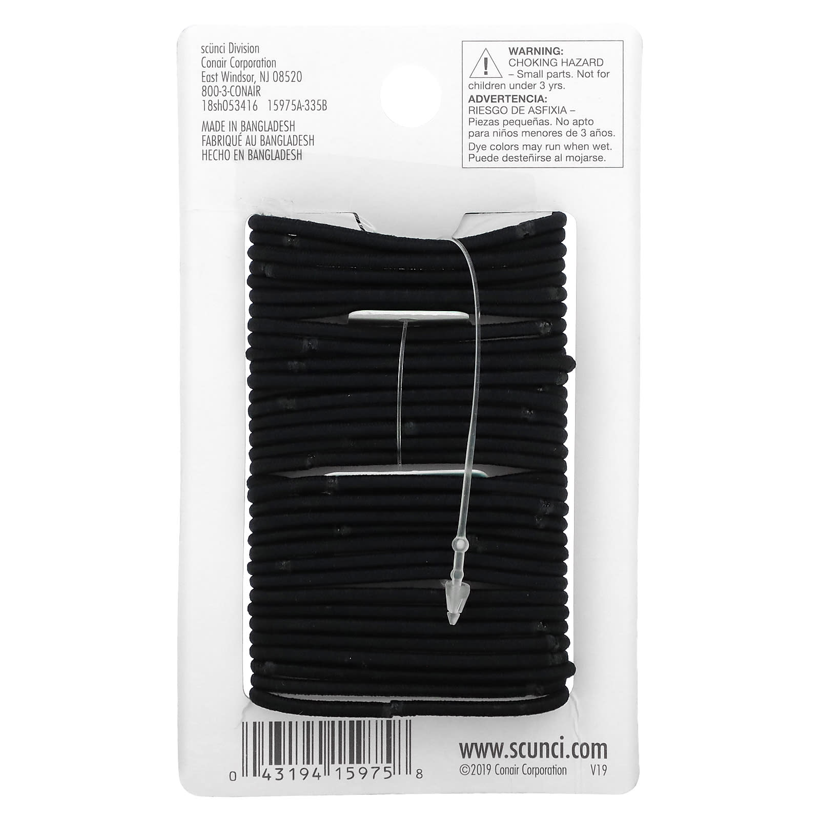 Scunci, No Damage Elastics, Comfortable, All Day Gentle Hold, Black, 34 Pieces - Image 2