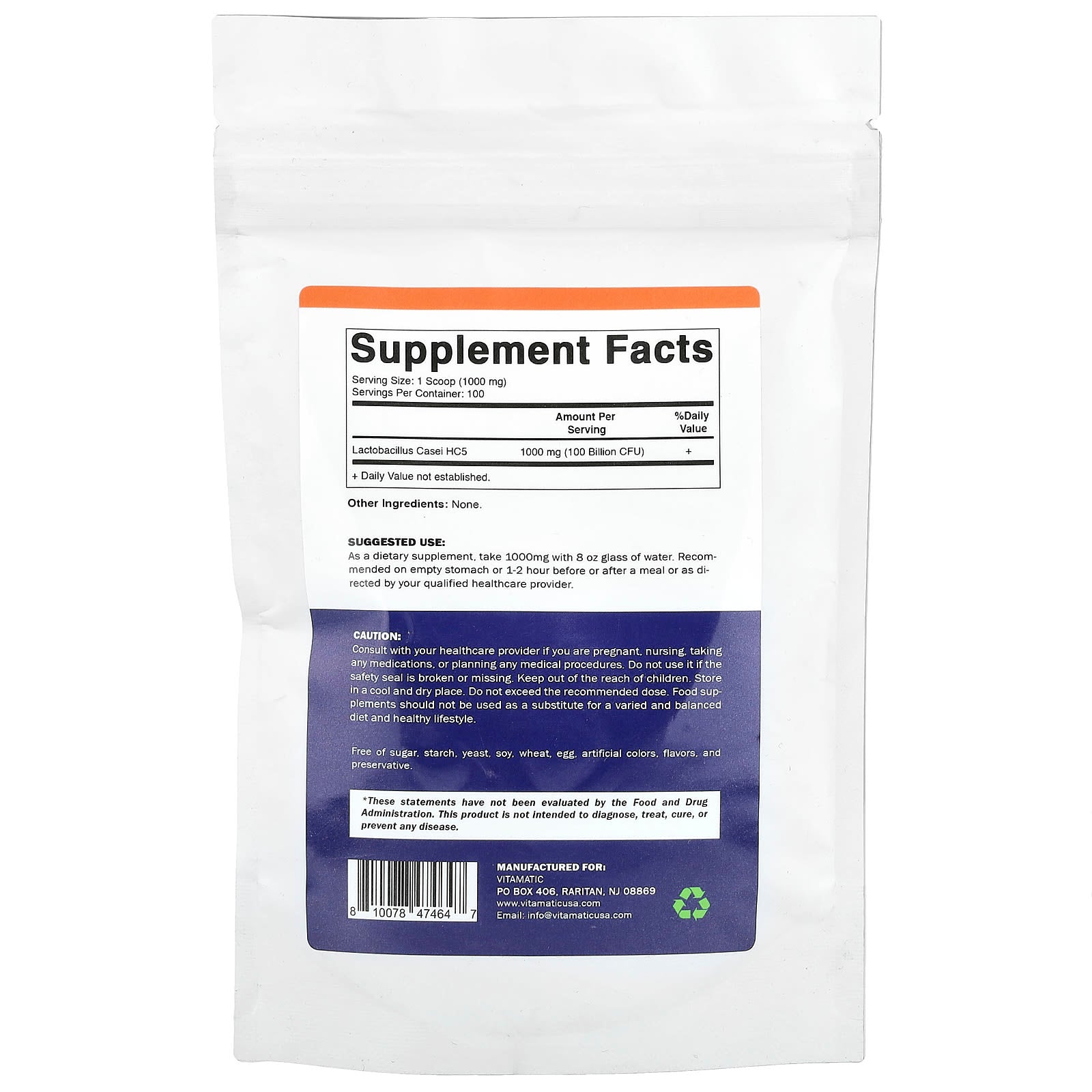 Vitamatic, Lactobacillus Casei, 3.5 oz (100 g) - Image 2