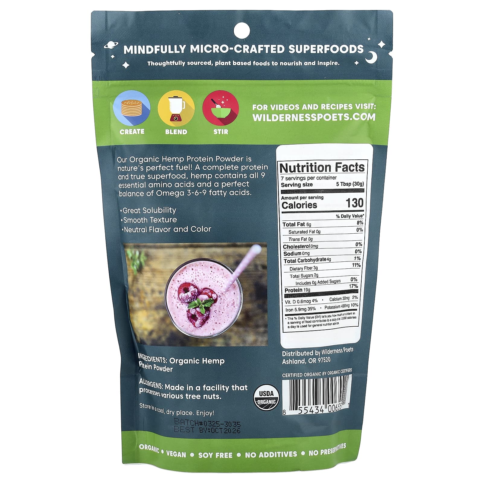 Wilderness Poets, Organic Hemp Protein Powder, 8 oz (226 g) - Image 2
