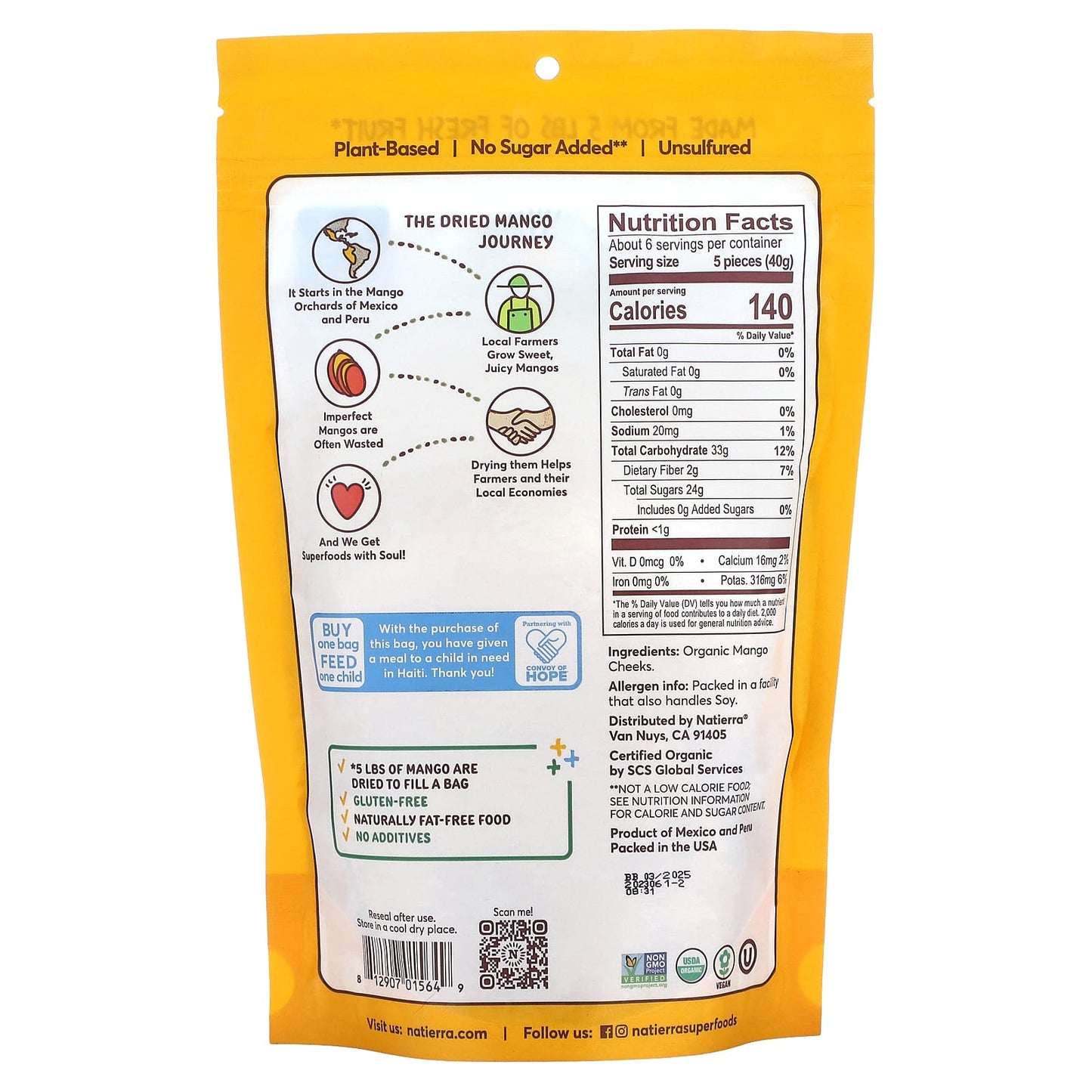 Natierra, Organic Dried Mango Cheeks, 8 oz (227 g) - Image 2