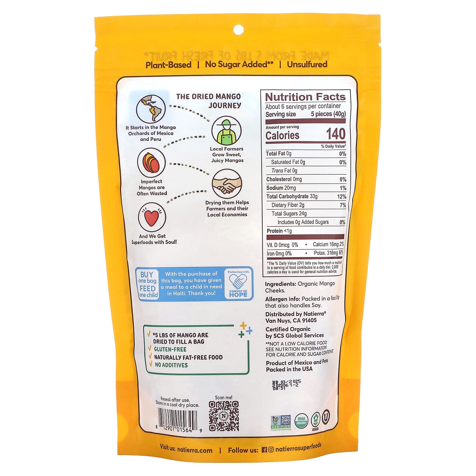 Natierra, Organic Dried Mango Cheeks, 8 oz (227 g) - Image 2