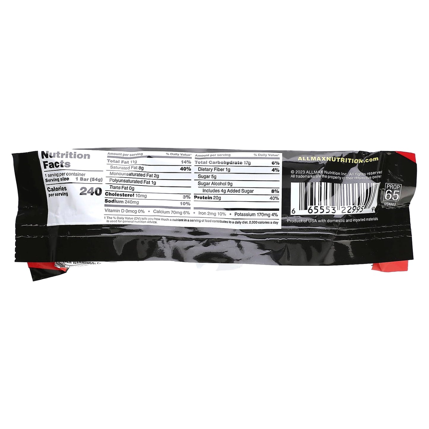 ALLMAX Hexapro Protein Bar, Chocolate Peanut Butter Cup, 20g Protein, Low Sugar - Image 2