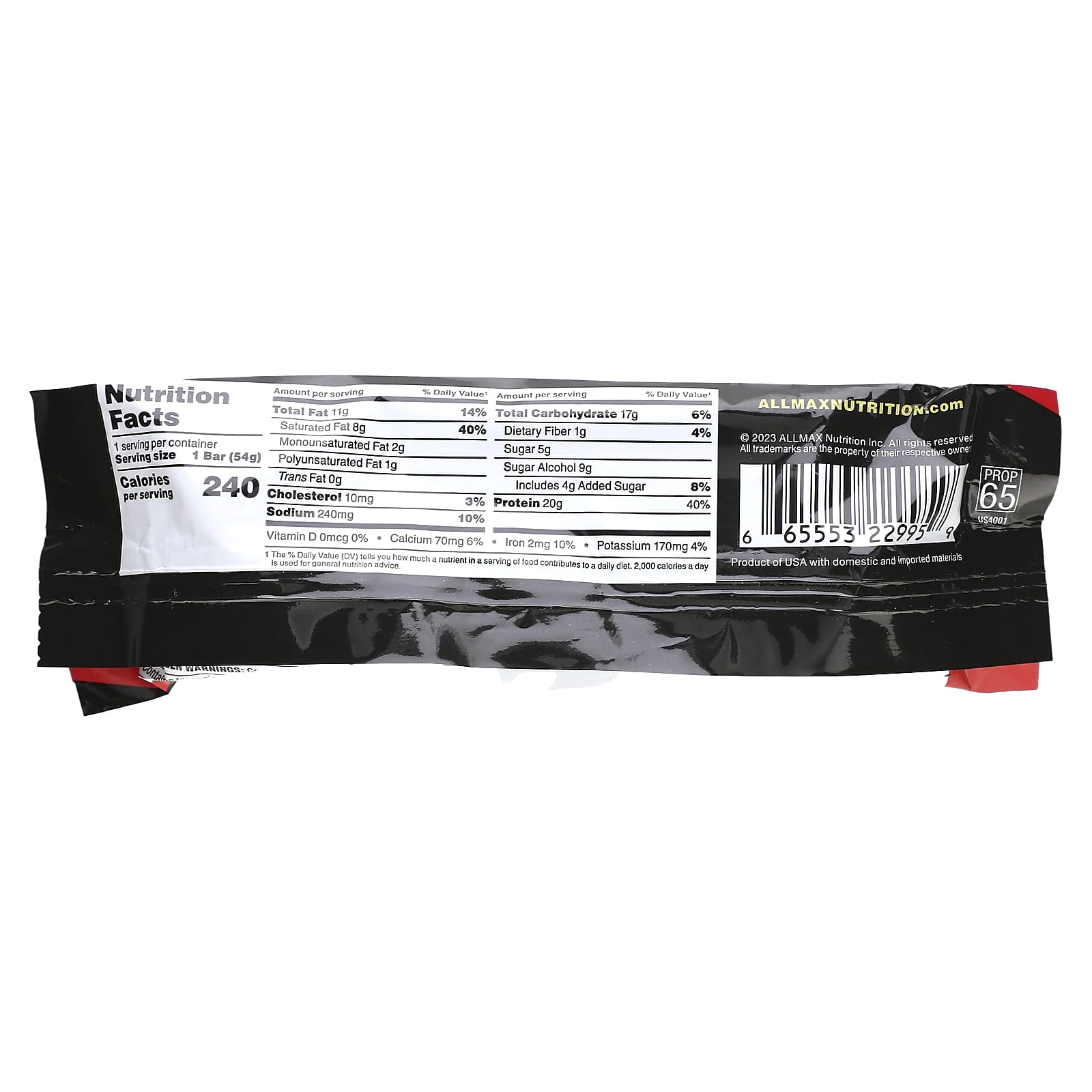 ALLMAX Hexapro Protein Bar, Chocolate Peanut Butter Cup, 20g Protein, Low Sugar - Image 2