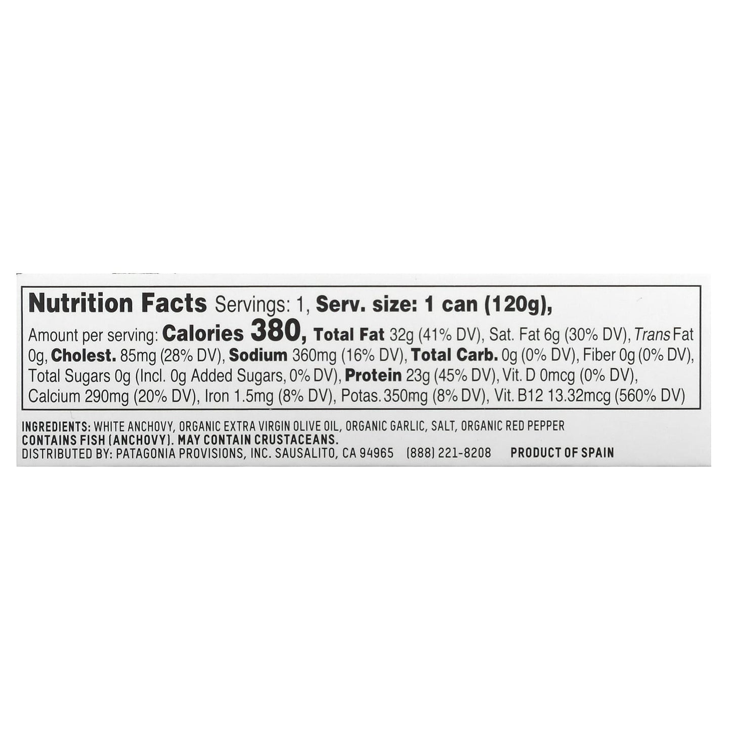 Patagonia Provisions, Roasted Garlic Spanish White Anchovies in Extra-Virgin Olive Oil, 4.2 oz (120 g) - Image 2