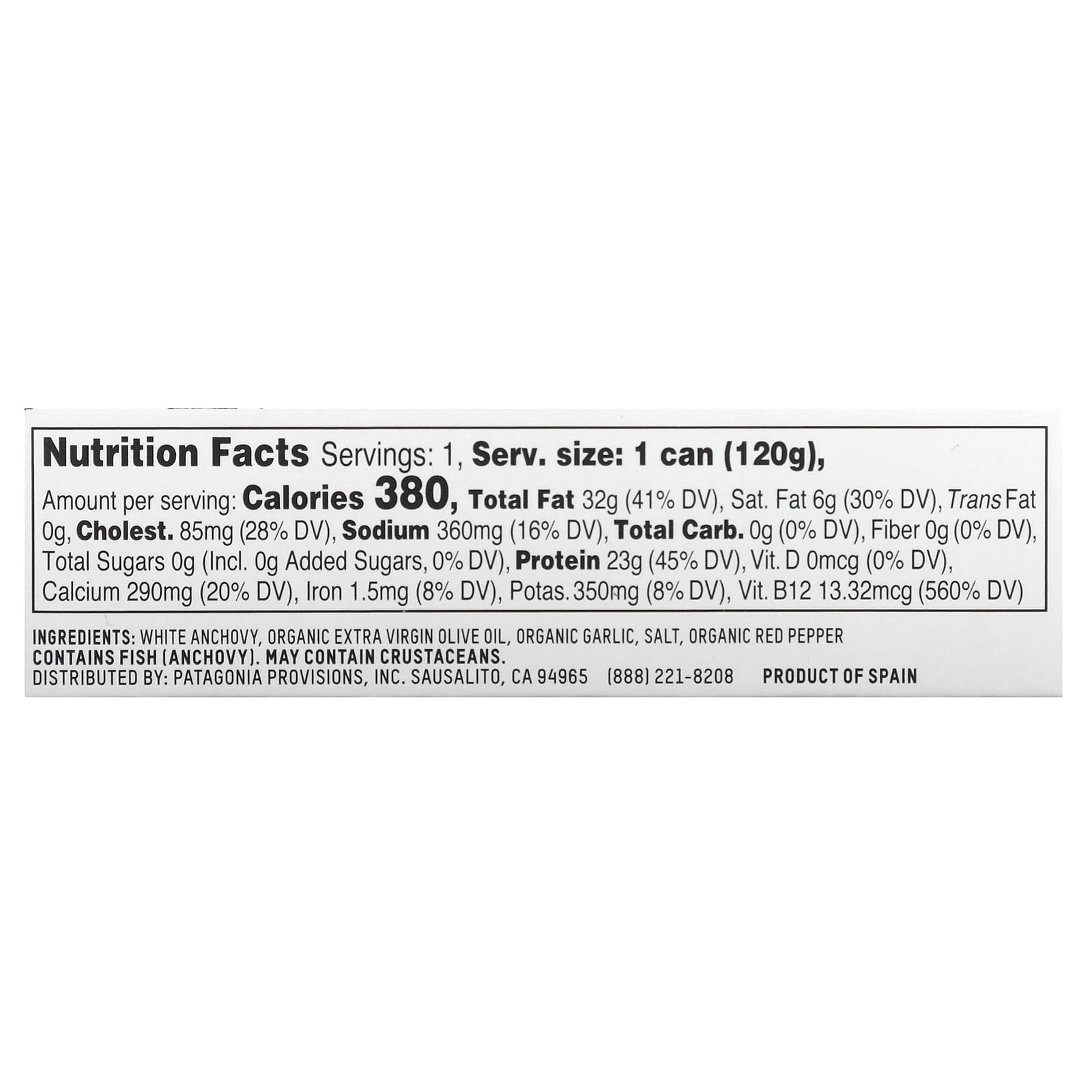 Patagonia Provisions, Roasted Garlic Spanish White Anchovies in Extra-Virgin Olive Oil, 4.2 oz (120 g) - Image 2