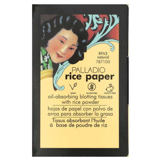 Palladio, Rice Paper, Oil-Absorbing Blotting Tissues, Natural RPA3, 40 Tissues - Image 1