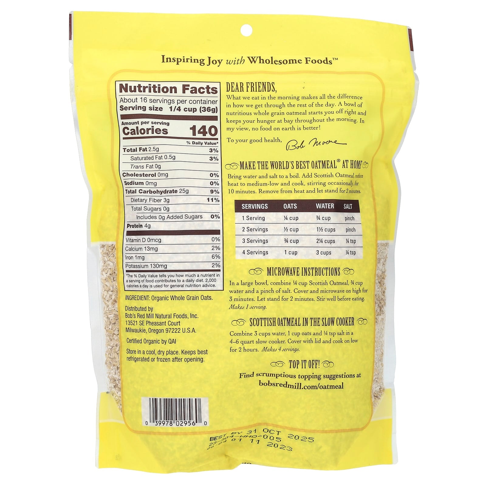 Organic Scottish Oatmeal by Bob's Red Mill | Stone-Ground, 100% Whole Grain - Image 2