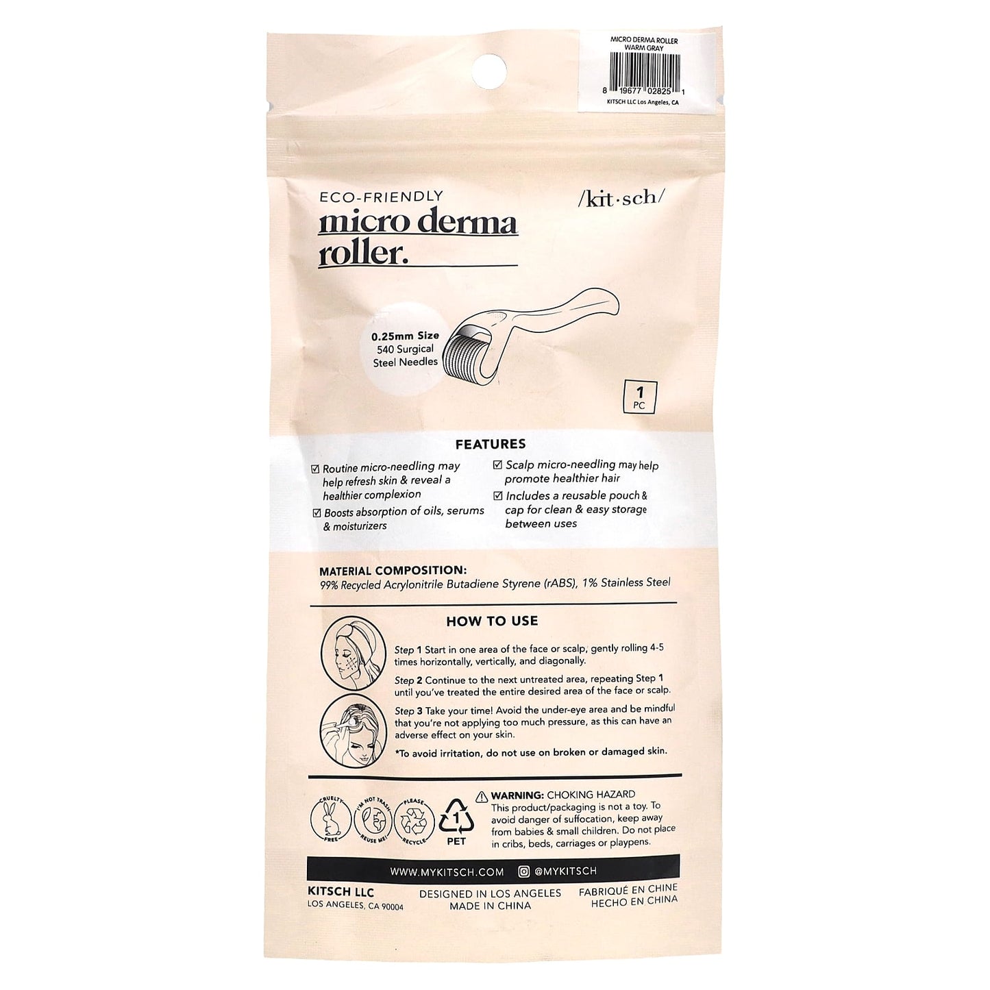 Kitsch, Micro Derma Roller, Warm Gray, 1 Pack - Image 2