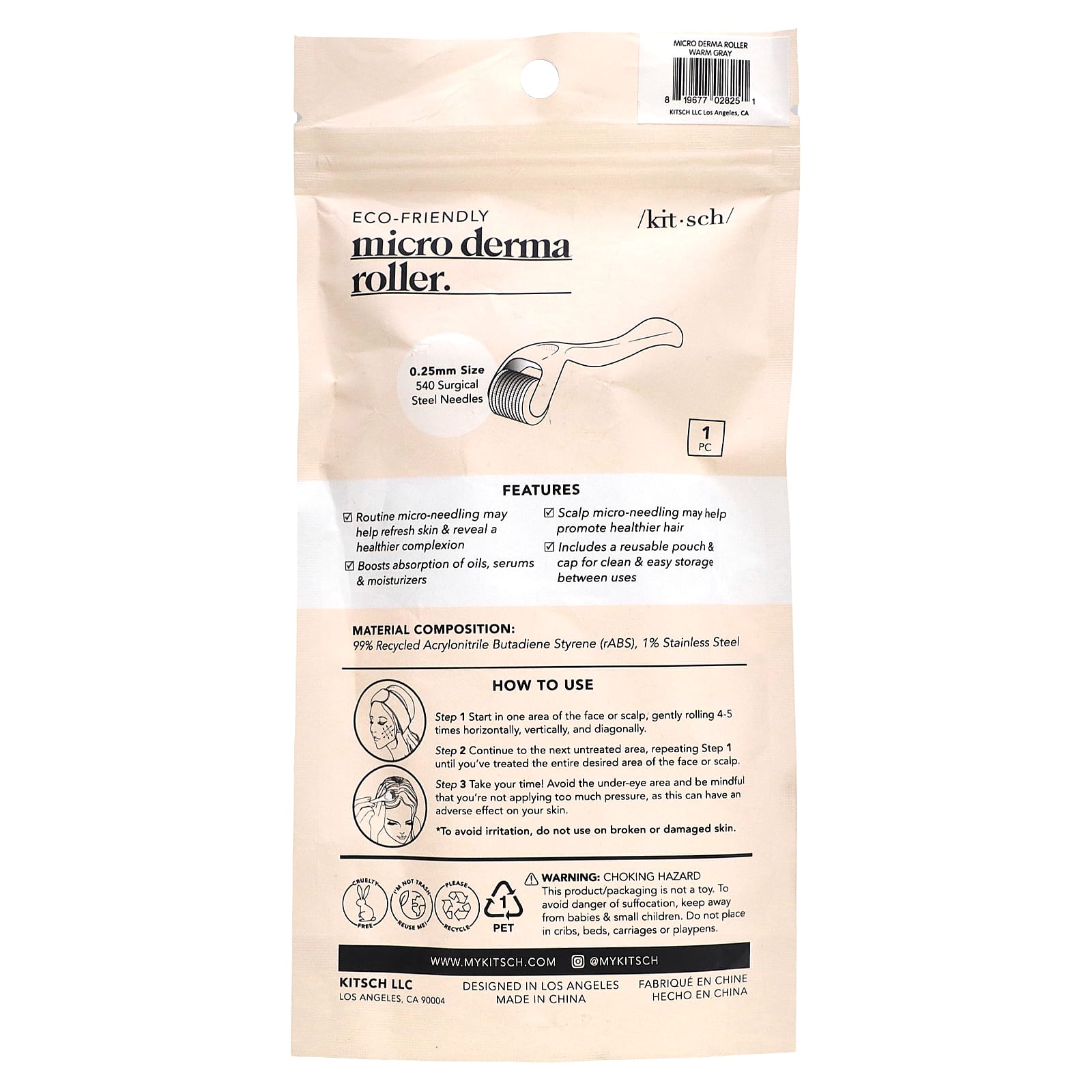 Kitsch, Micro Derma Roller, Warm Gray, 1 Pack - Image 2