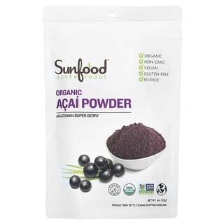 Organic Acai Powder by Sunfood - 4 oz, Vegan, Gluten-Free, USDA Organic