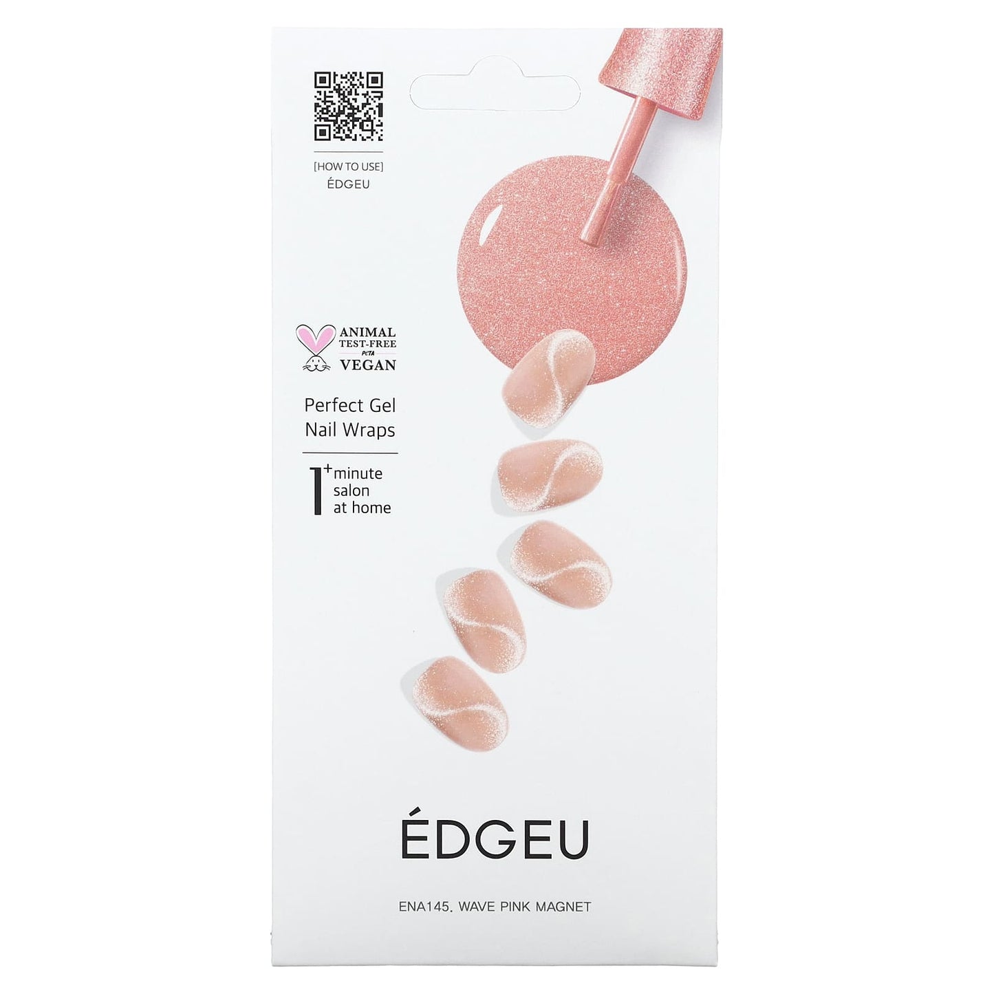 Edgeu Gel Nail Wraps with Magnet, 19 Piece Wave Pink Set - Image 1