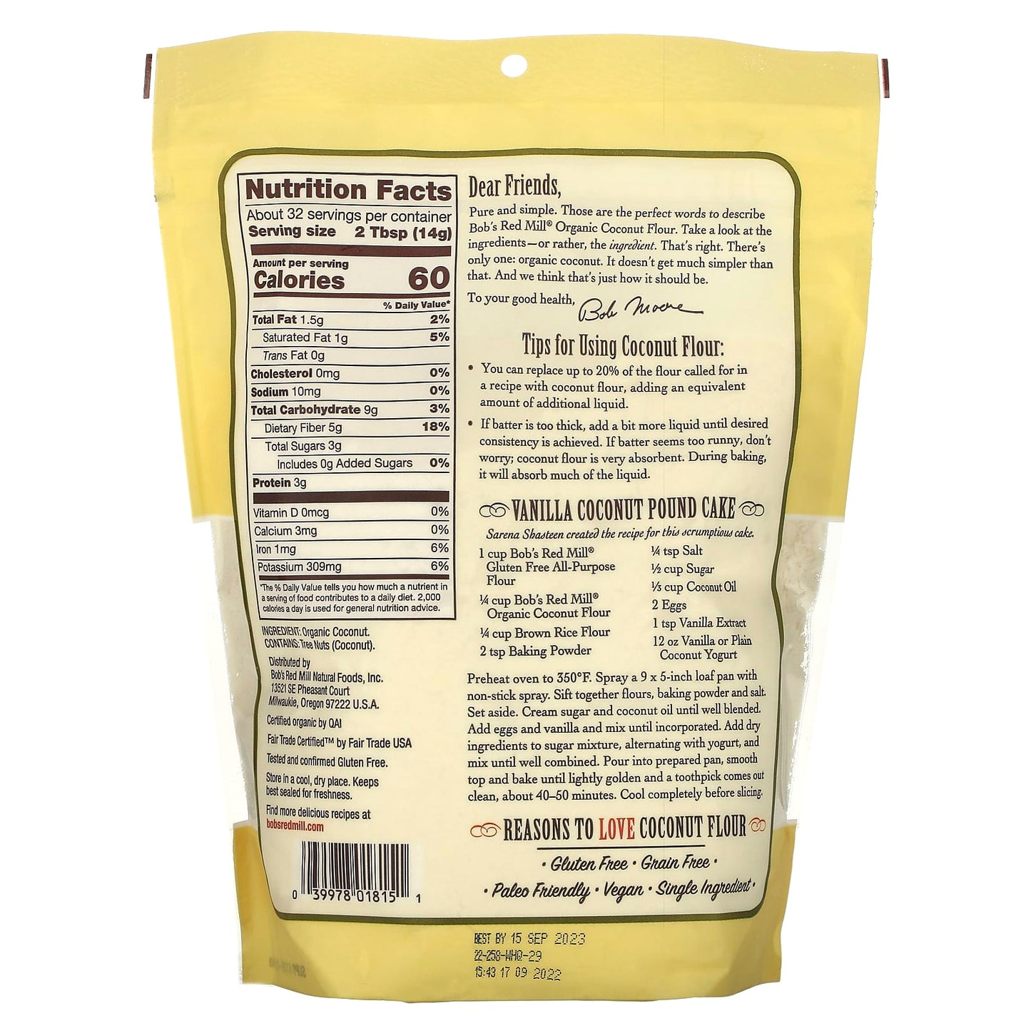 Gluten-Free Organic Coconut Flour by Bob's Red Mill, 1 lb - Image 2