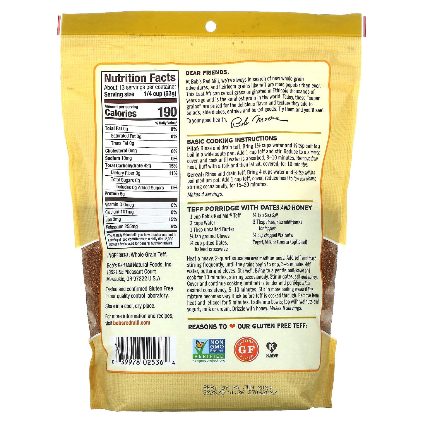 Whole Grain Teff from Bob's Red Mill - Gluten Free & Non GMO - Image 2