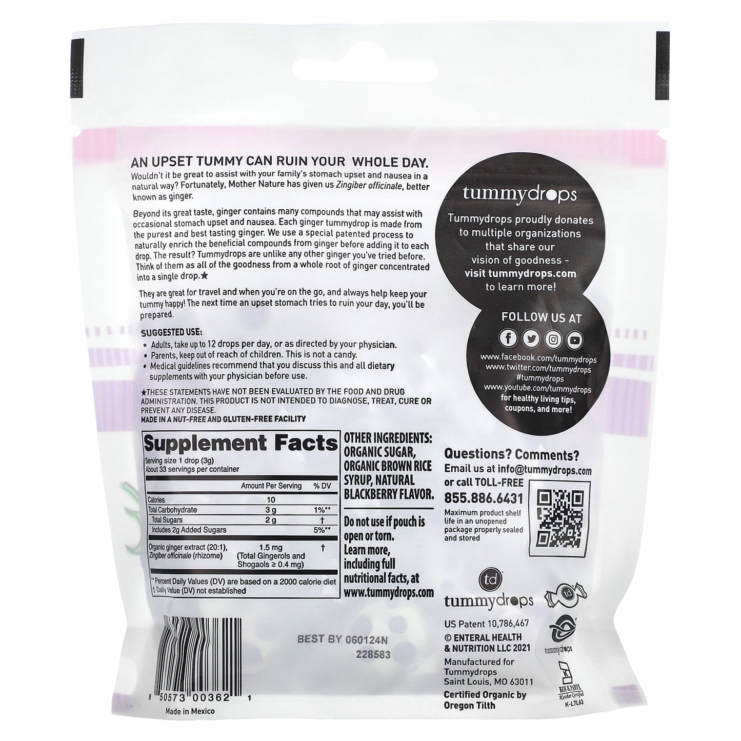Tummydrops, Organic Sweet Blackberry Ginger, 33 Lozenges - Image 2