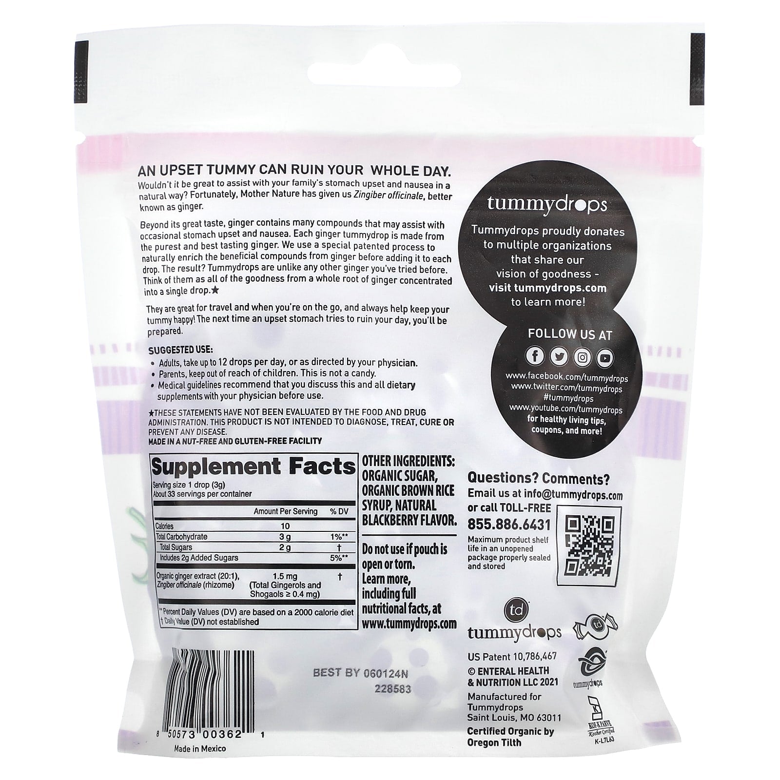 Tummydrops, Organic Sweet Blackberry Ginger, 33 Lozenges - Image 2