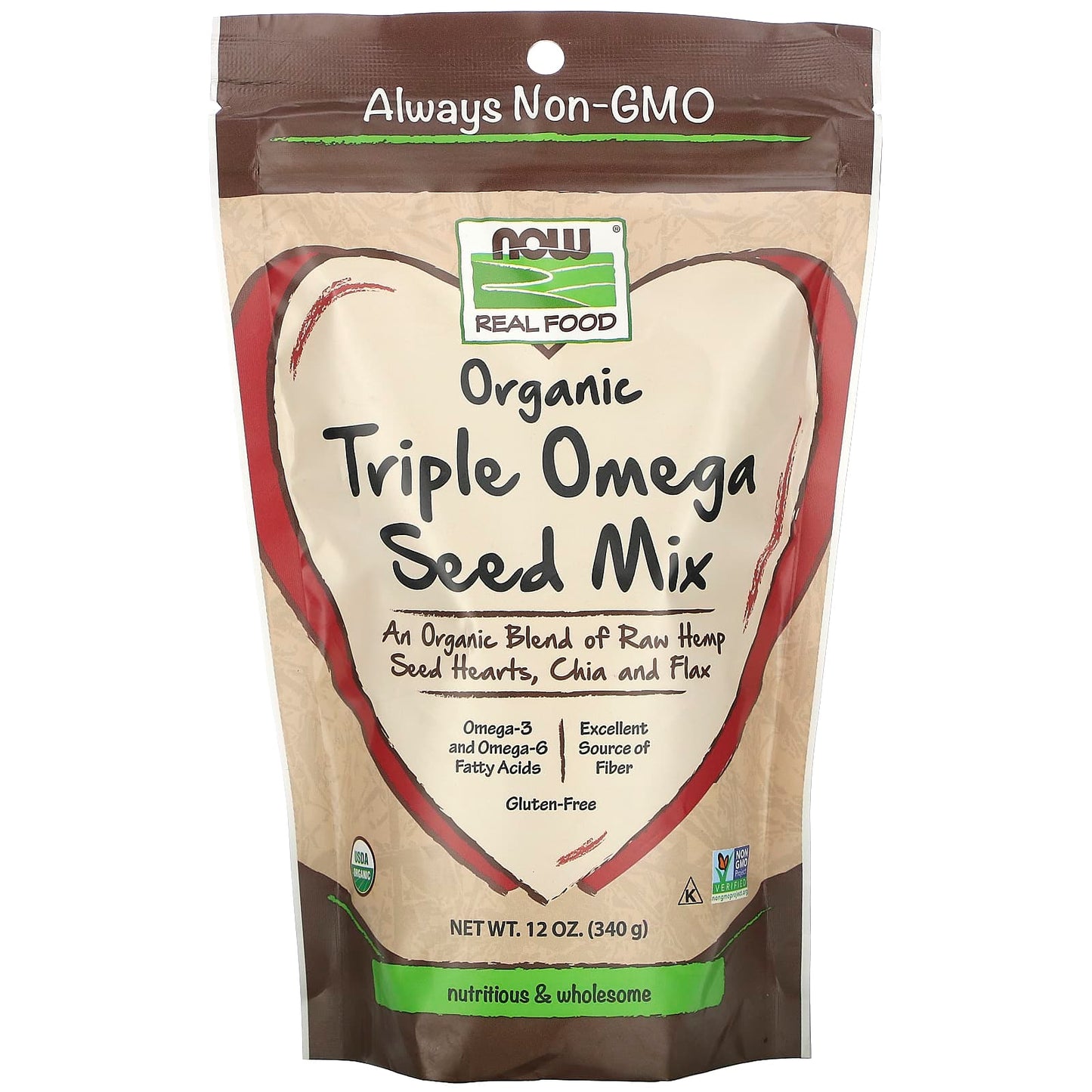 NOW Foods, Real Food, Organic Triple Omega Seed Mix, 12 oz (340 g) - Image 1