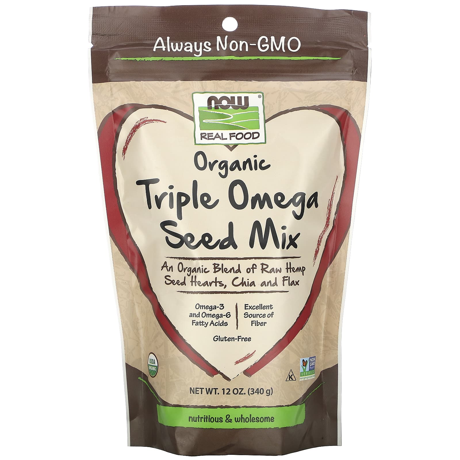 NOW Foods, Real Food, Organic Triple Omega Seed Mix, 12 oz (340 g) - Image 1