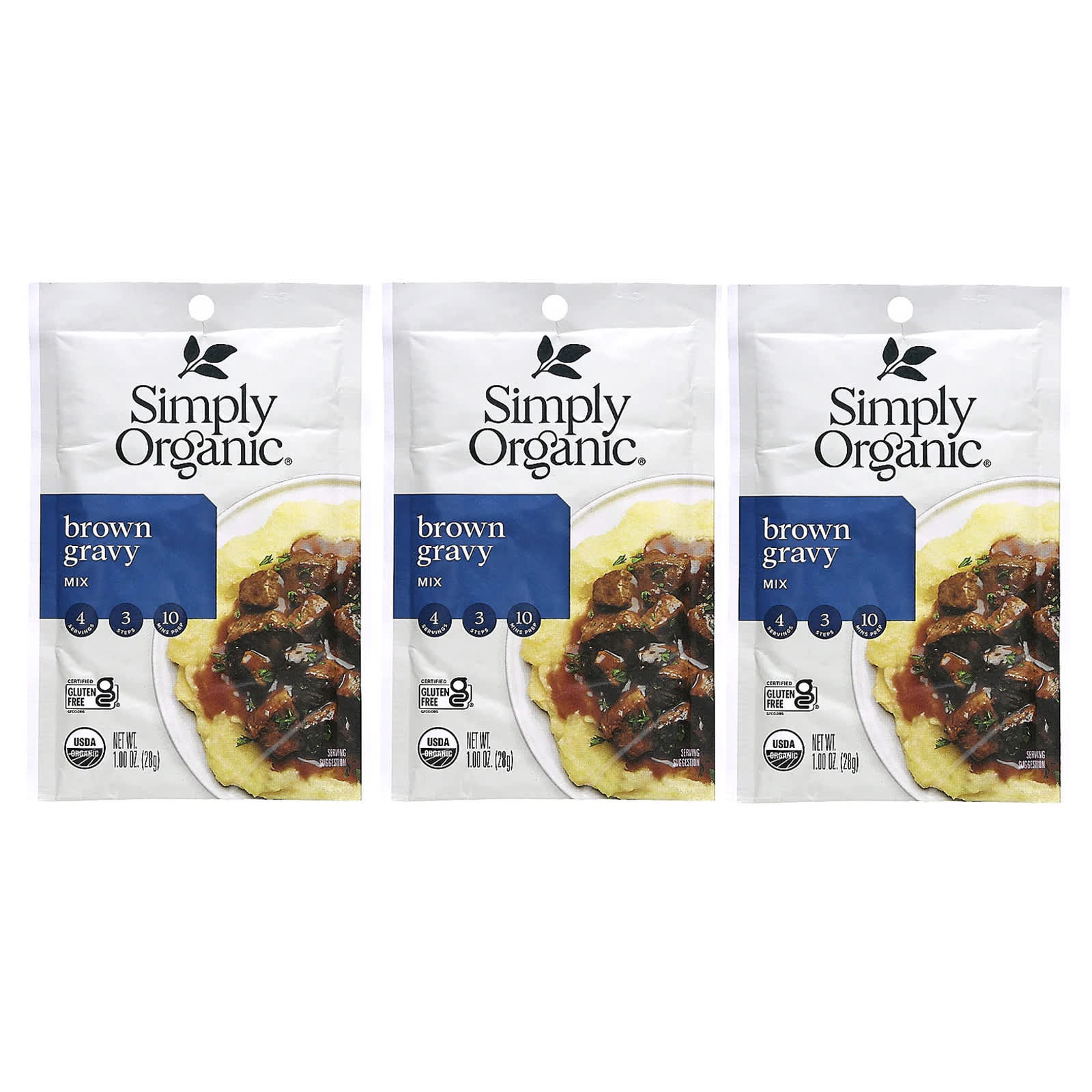 Simply Organic, Brown Gravy Mix, 3 Pack, 1 oz (28 g) Each - Image 1