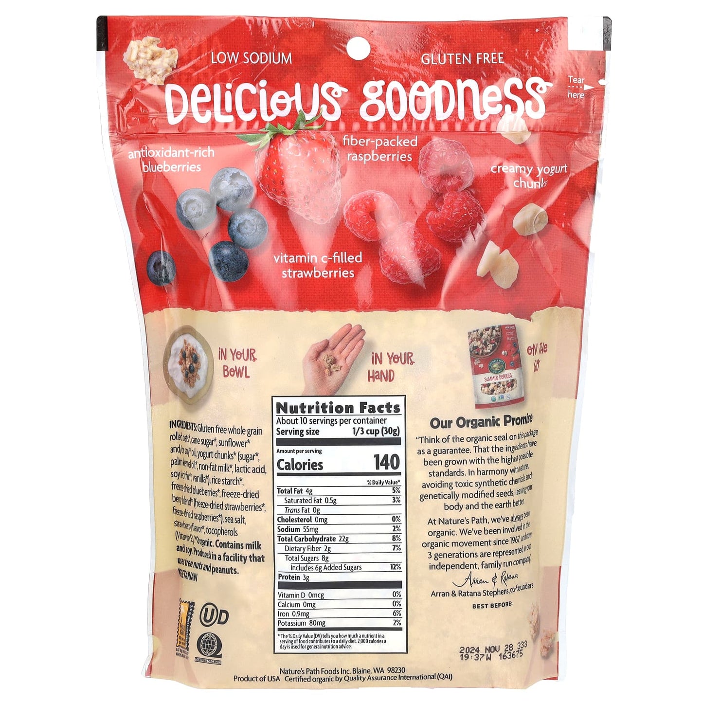 Nature's Path, Organic Crunchy Granola, Summer Berries, 11 oz (312 g) - Image 2