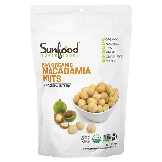 Sunfood, Raw Organic Macadamia Nuts, 8 oz (227 g) - Image 1