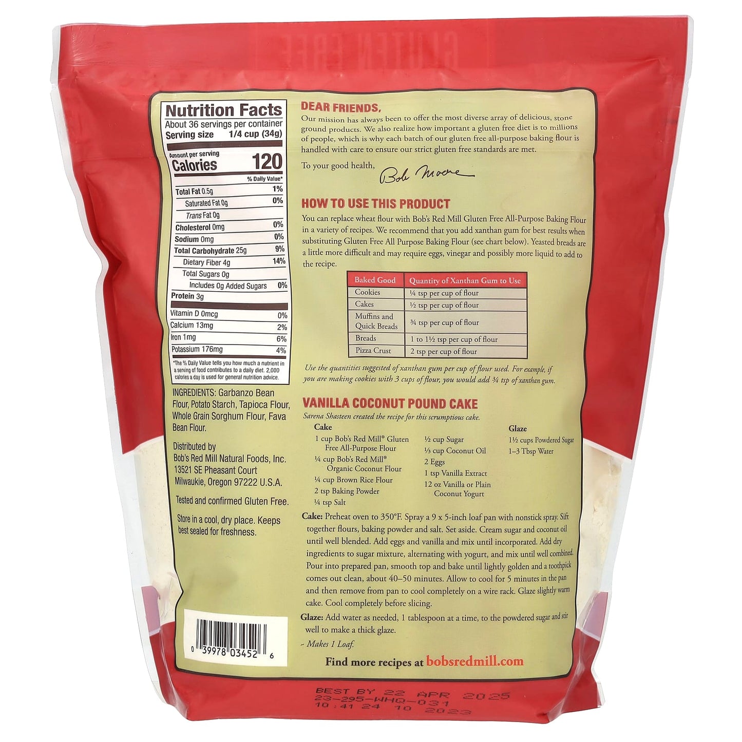 Bob's Red Mill Gluten Free All-Purpose Baking Flour, 44 oz - Image 2