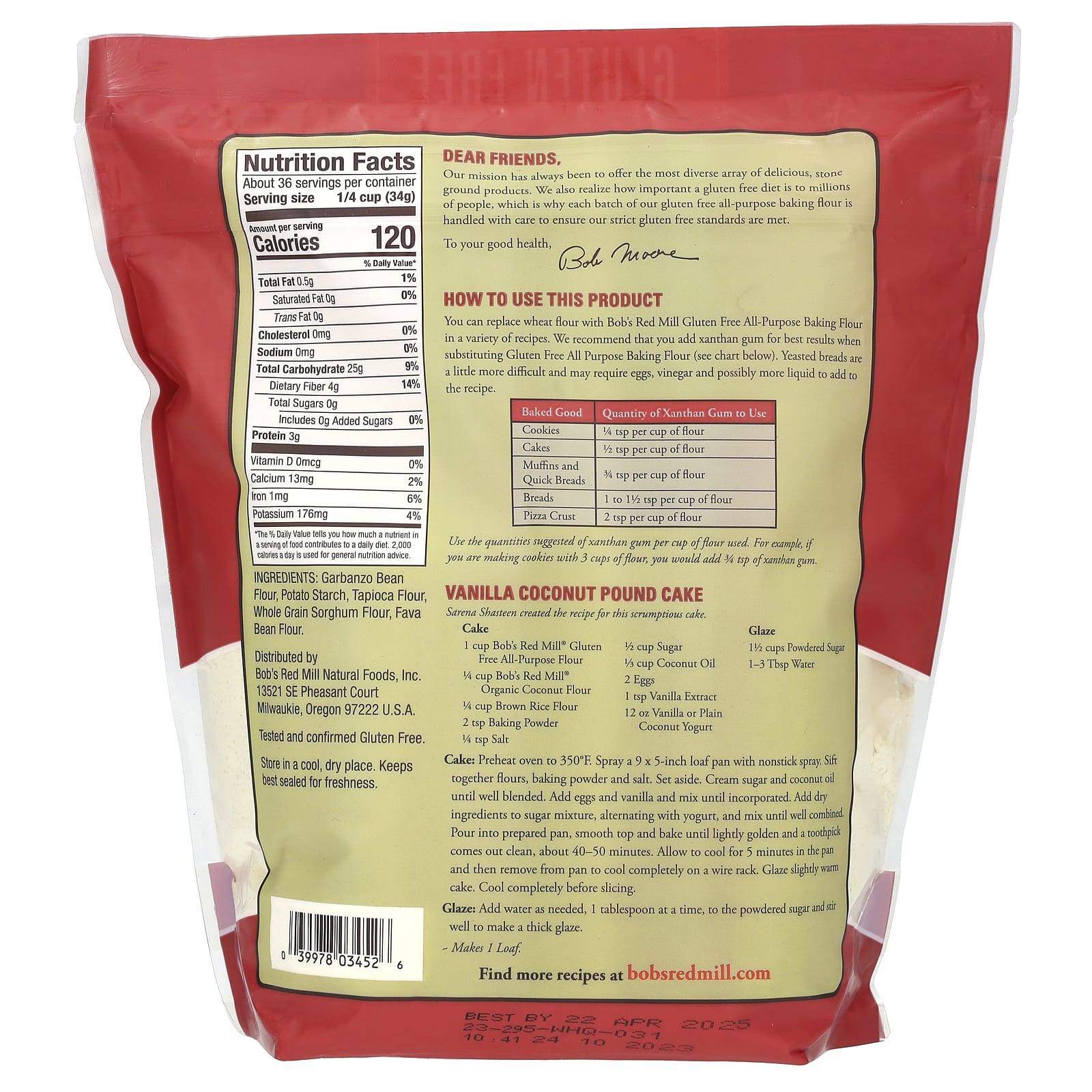 Bob's Red Mill Gluten Free All-Purpose Baking Flour, 44 oz - Image 2