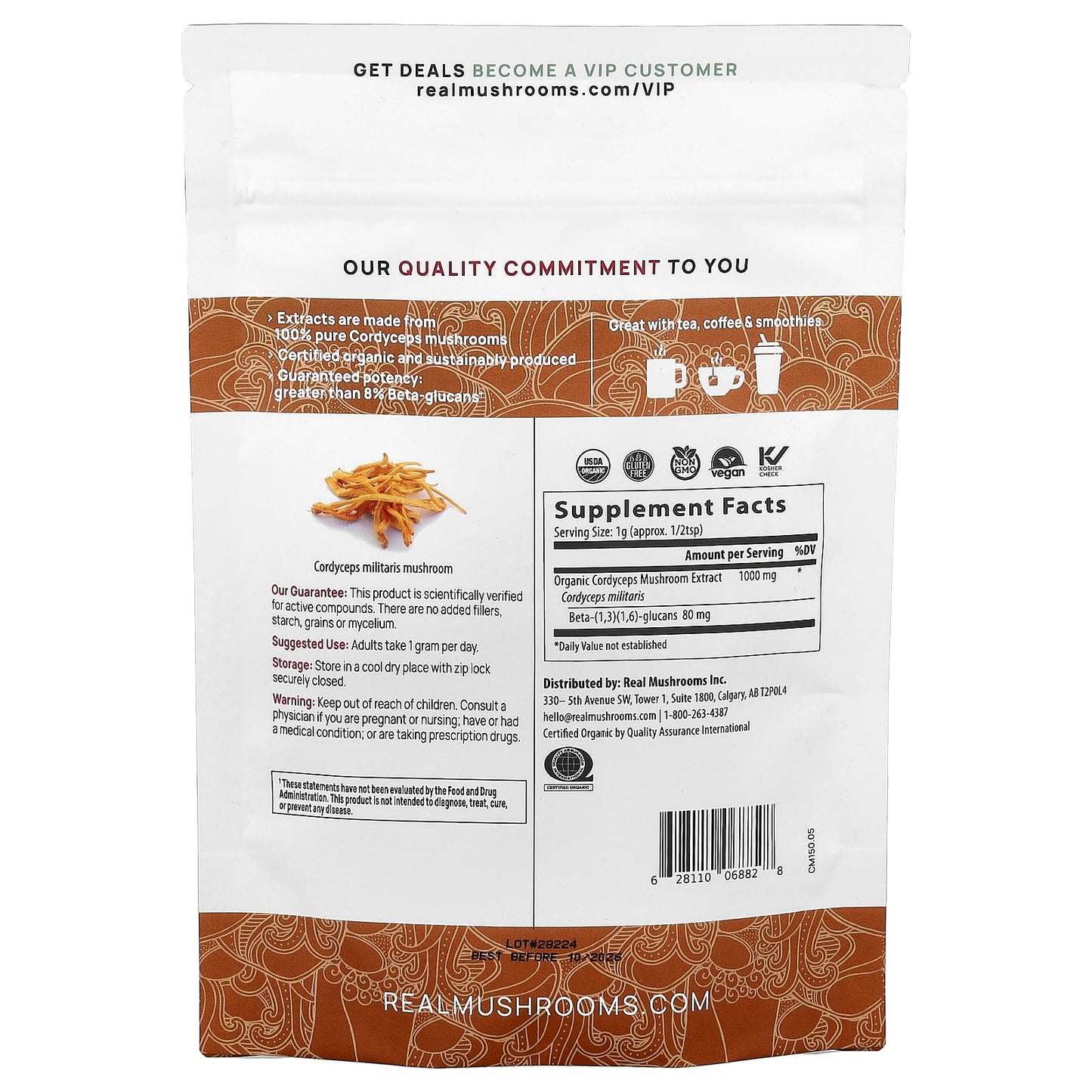 Real Mushrooms, Cordyceps-M™, Organic Mushroom Extract Powder, 5.29 oz (150 g) - Image 2