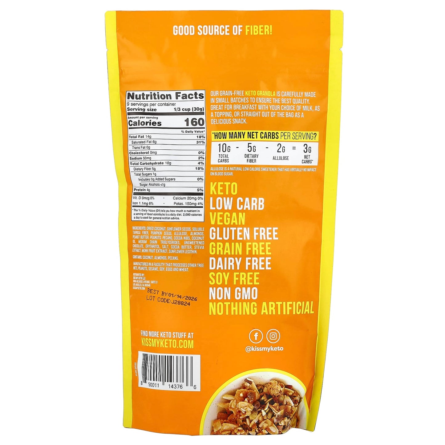 Kiss My Keto, Granola, Peanut Butter & Chocolate , 9.5 oz (270 g) - Image 2
