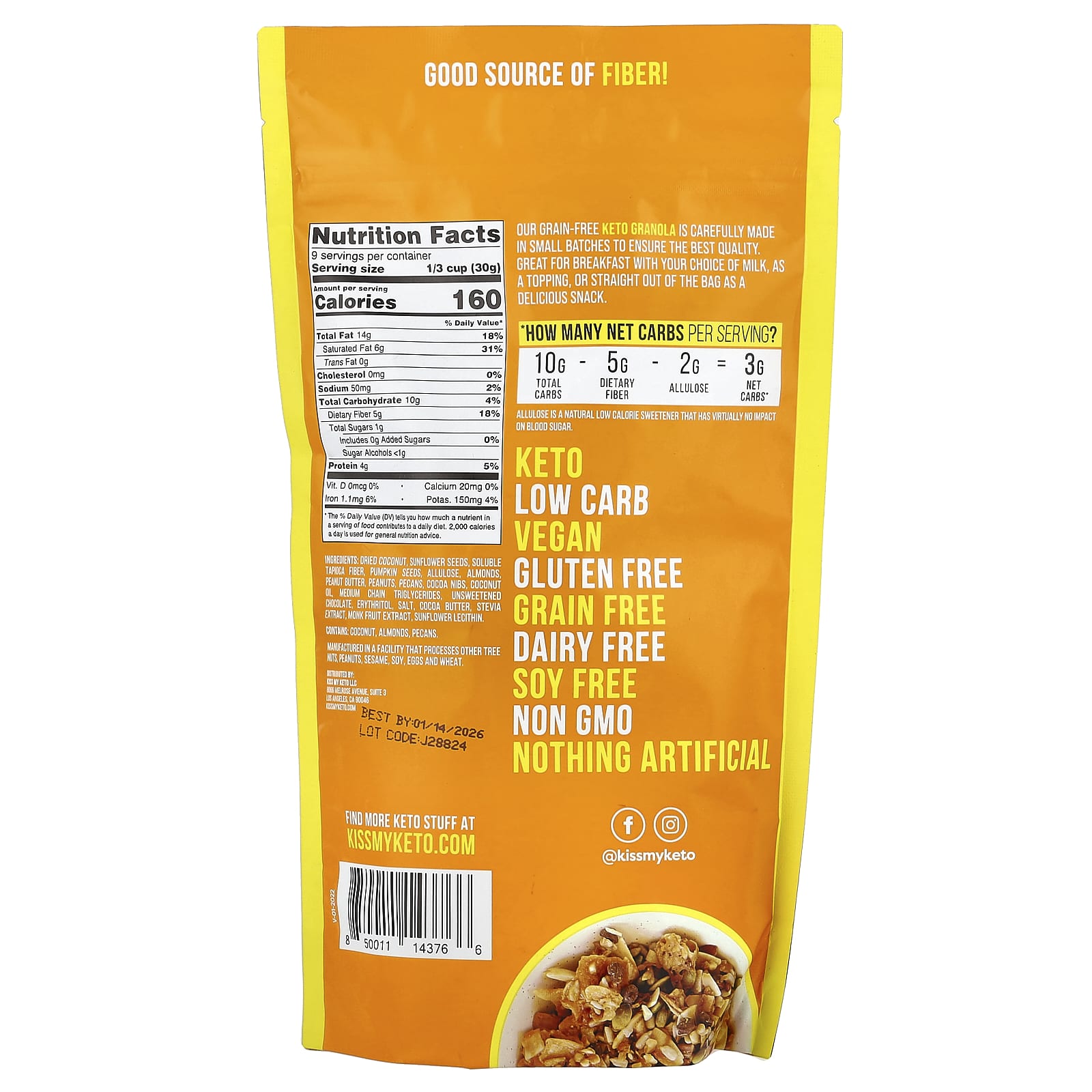 Kiss My Keto, Granola, Peanut Butter & Chocolate , 9.5 oz (270 g) - Image 2