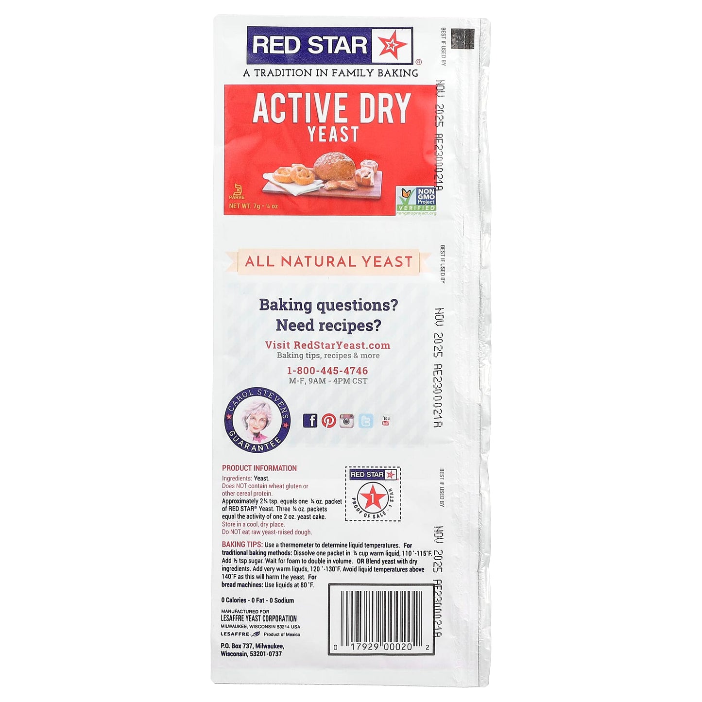 Red Star, Active Dry Yeast, 3 Strips, 0.25 oz (7 g) Each - Image 2