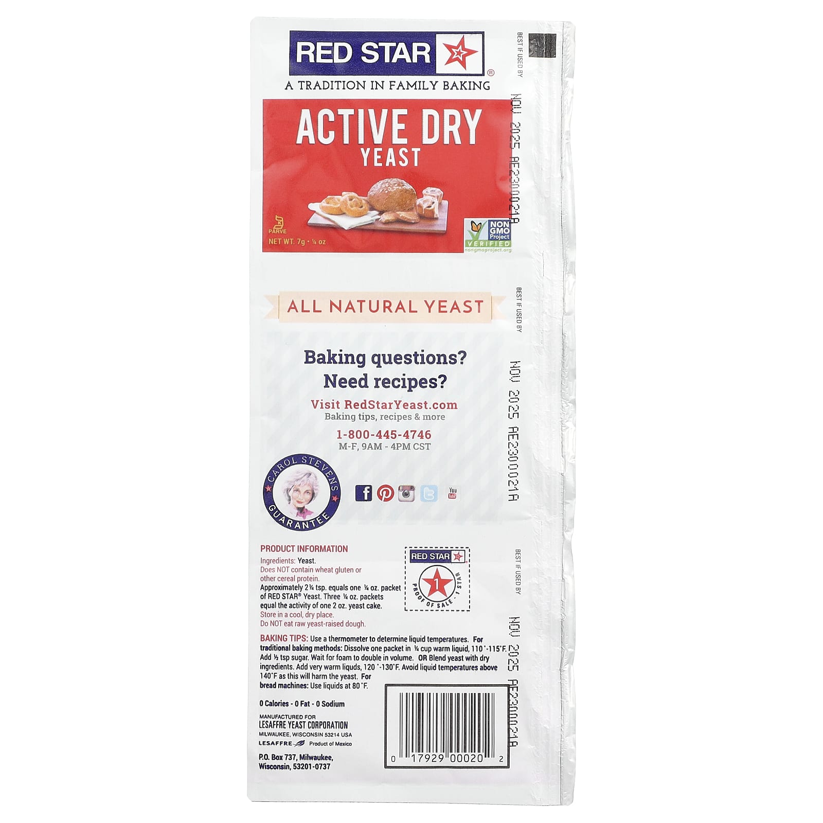 Red Star, Active Dry Yeast, 3 Strips, 0.25 oz (7 g) Each - Image 2