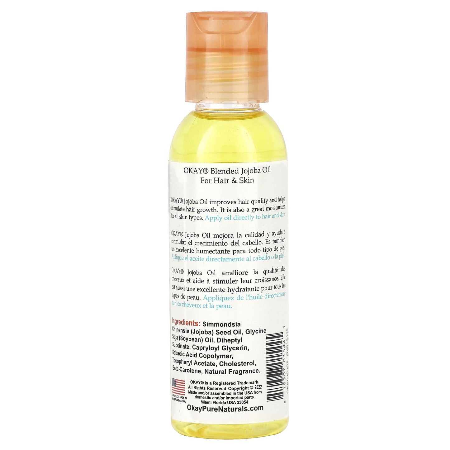 Okay Pure Naturals, Blended Jojoba Oil, 2 fl oz (59 ml) - Image 2