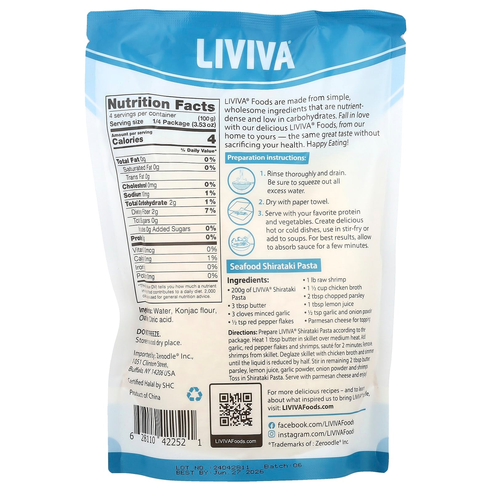 LIVIVA, Spaghetti, Shirataki Pasta With Oat Fiber, 18.34 oz (520 g) - Image 2