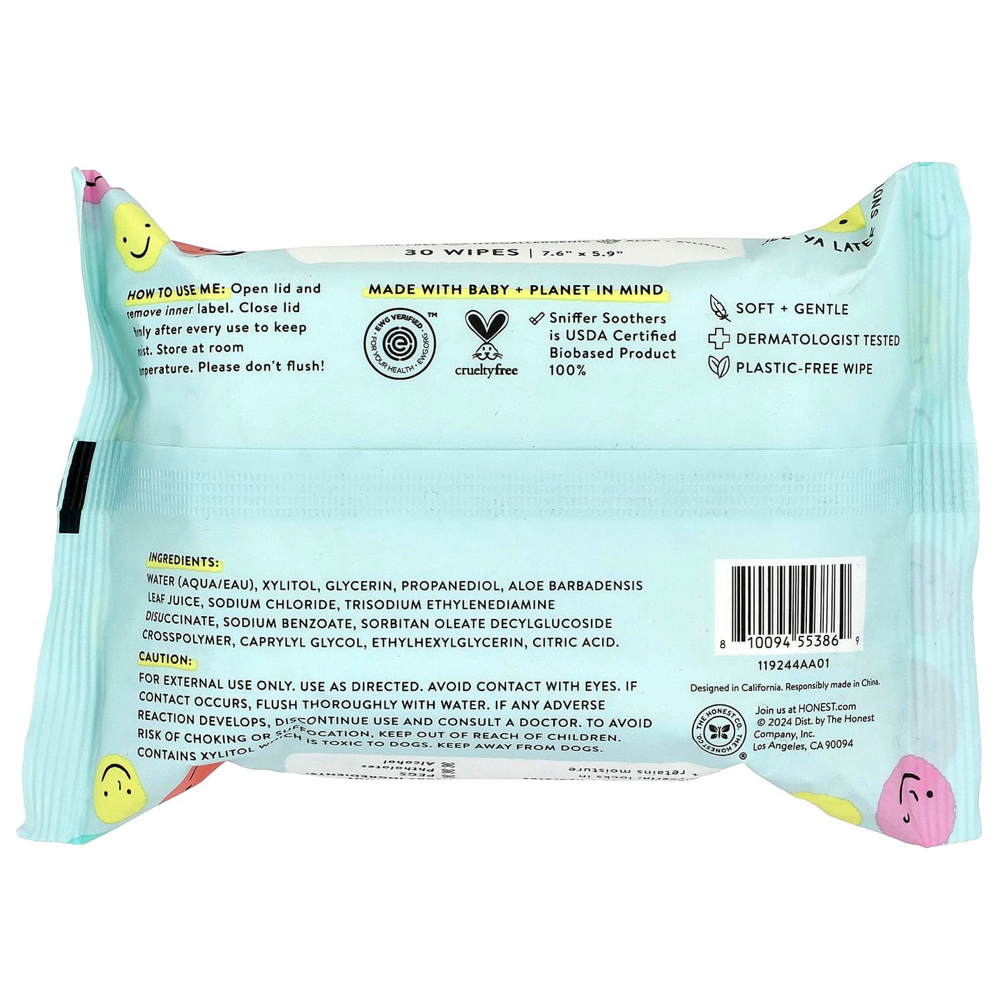 The Honest Company, Sniffer Soothers, Fragrance Free, 30 Wipes - Image 2
