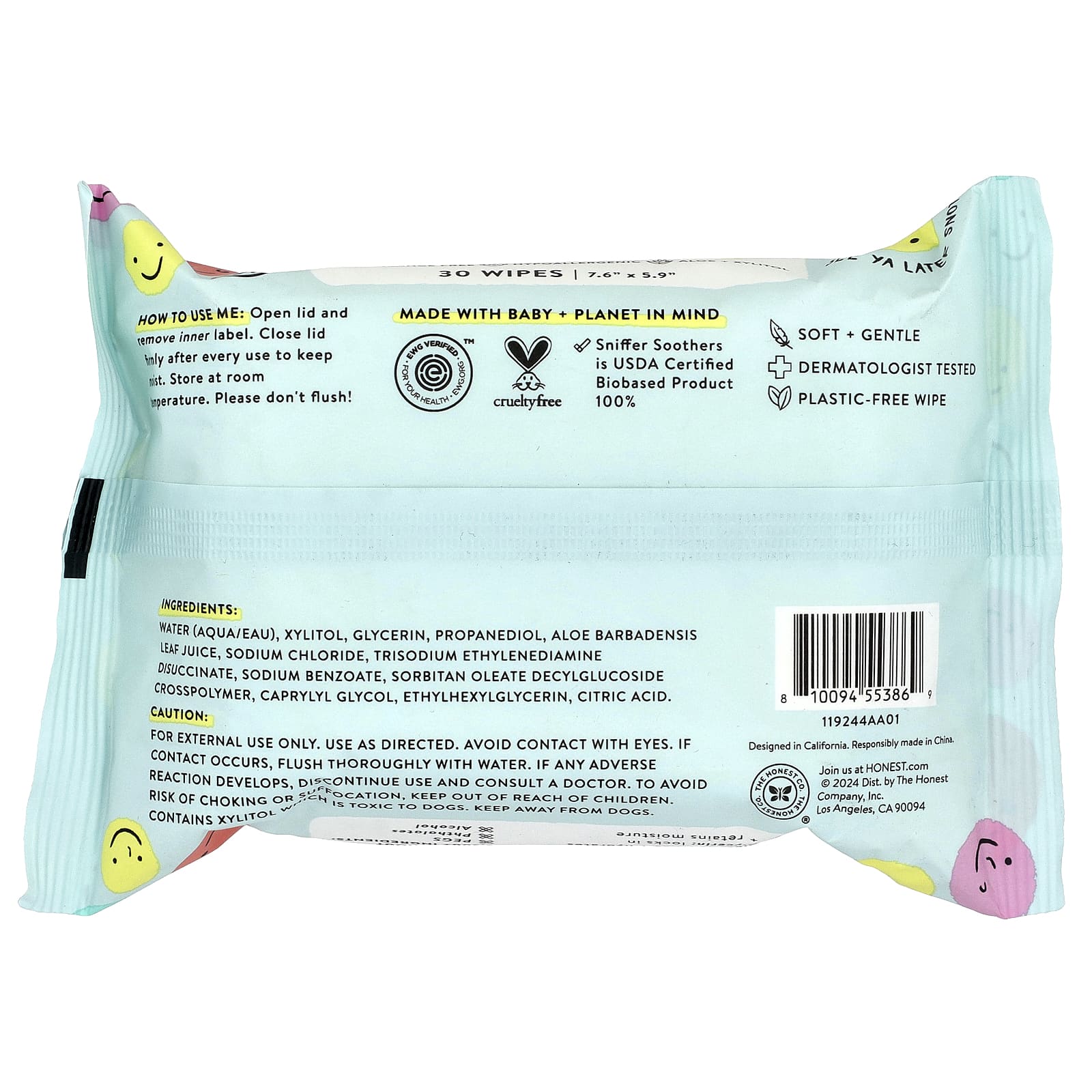 The Honest Company, Sniffer Soothers, Fragrance Free, 30 Wipes - Image 2