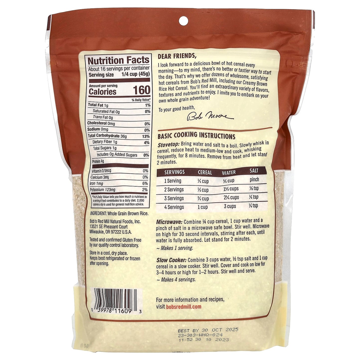 Gluten-Free Creamy Brown Rice Hot Cereal by Bob's Red Mill - Image 2
