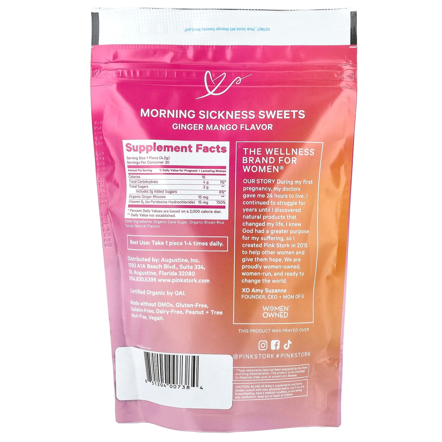 Pink Stork, Morning Sickness Sweets, Ginger Mango, 30 Organic Lozenges - Image 2
