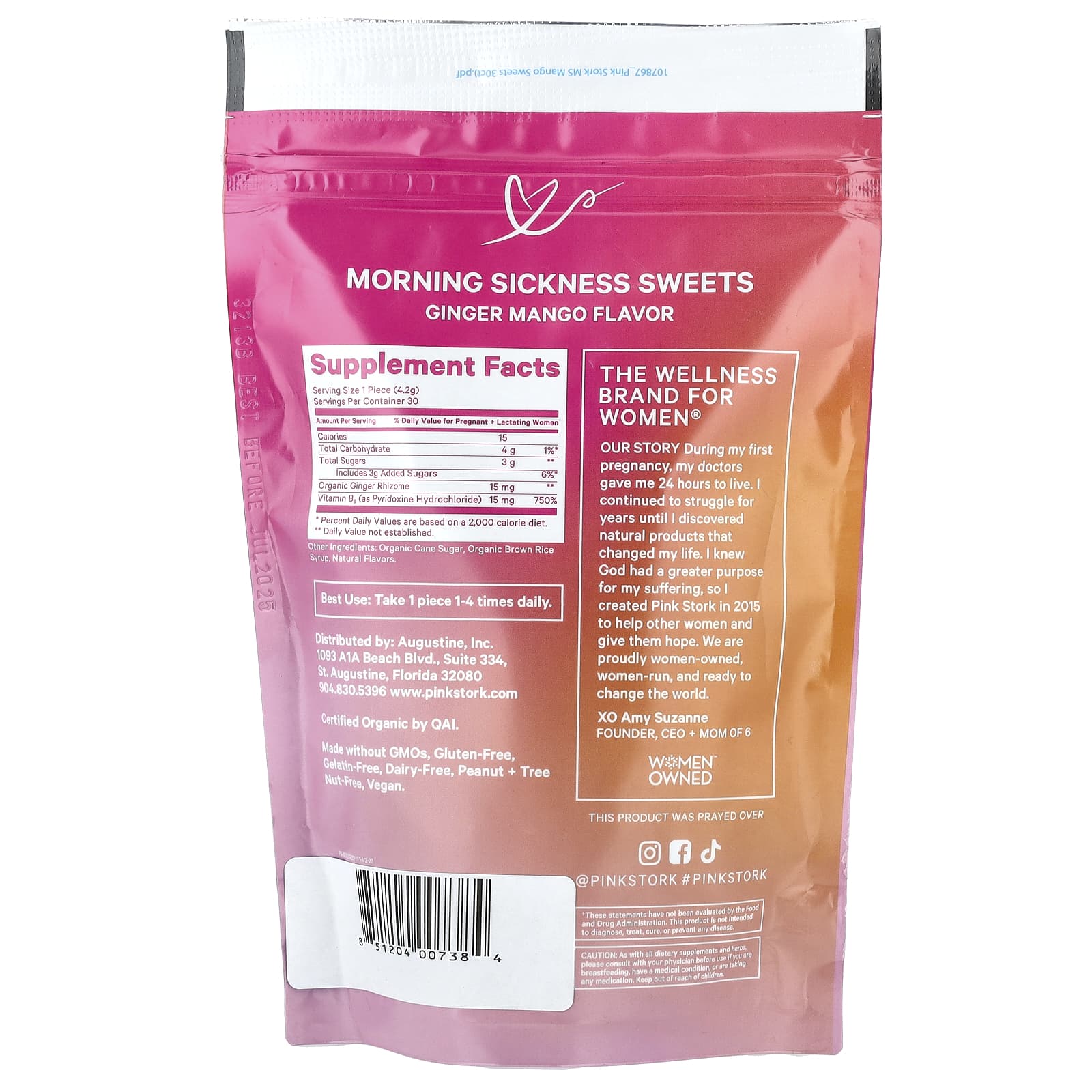 Pink Stork, Morning Sickness Sweets, Ginger Mango, 30 Organic Lozenges - Image 2