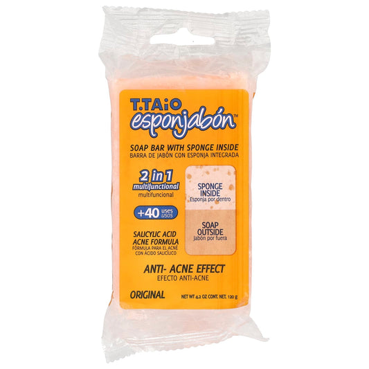T. Taio, Soap Bar With Sponge Inside, Salicylic Acid Acne Formula, Original , 4.2 oz (120 g) - Image 1