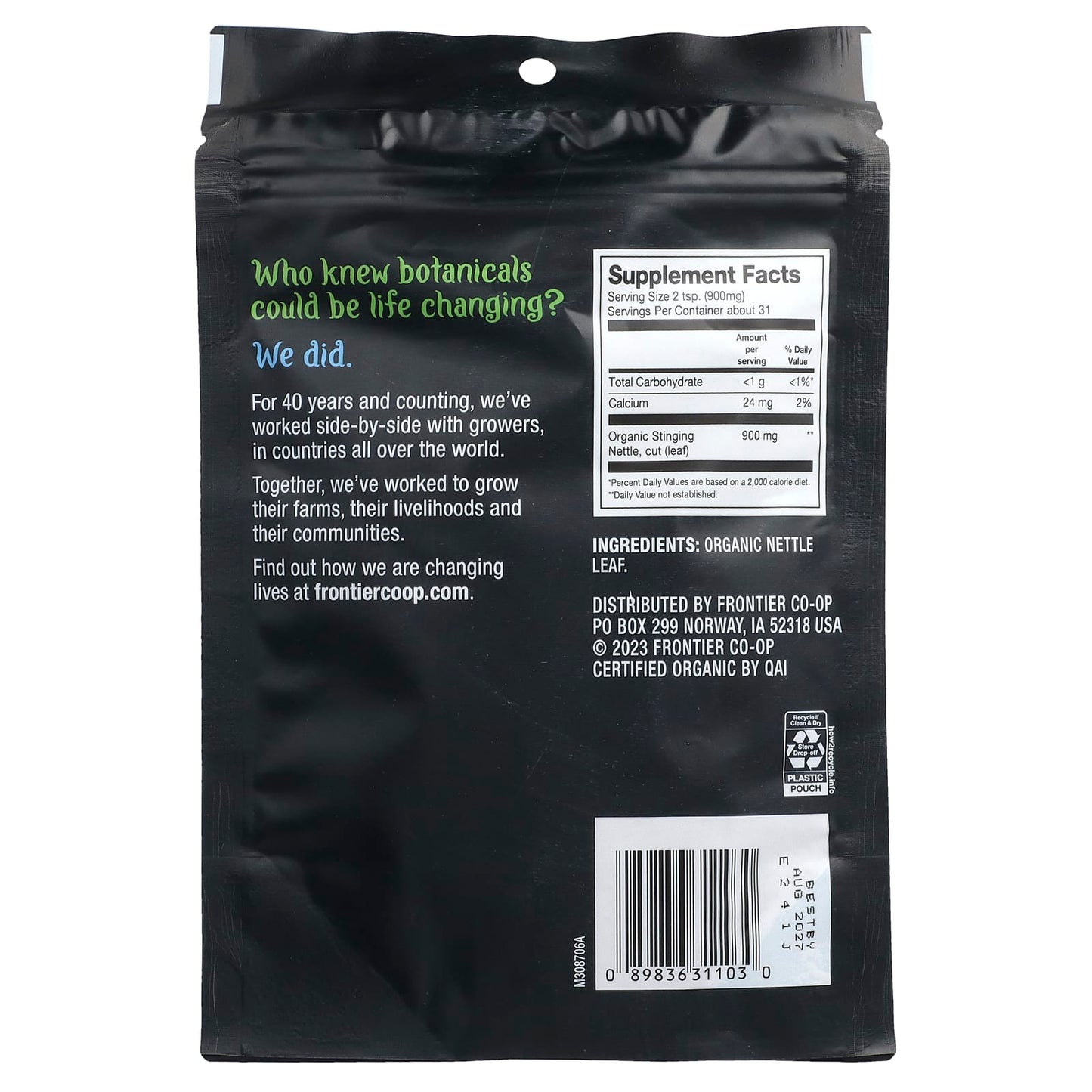 Frontier Co-op, Organic Stinging Nettle Leaf, 0.99 oz (28 g)