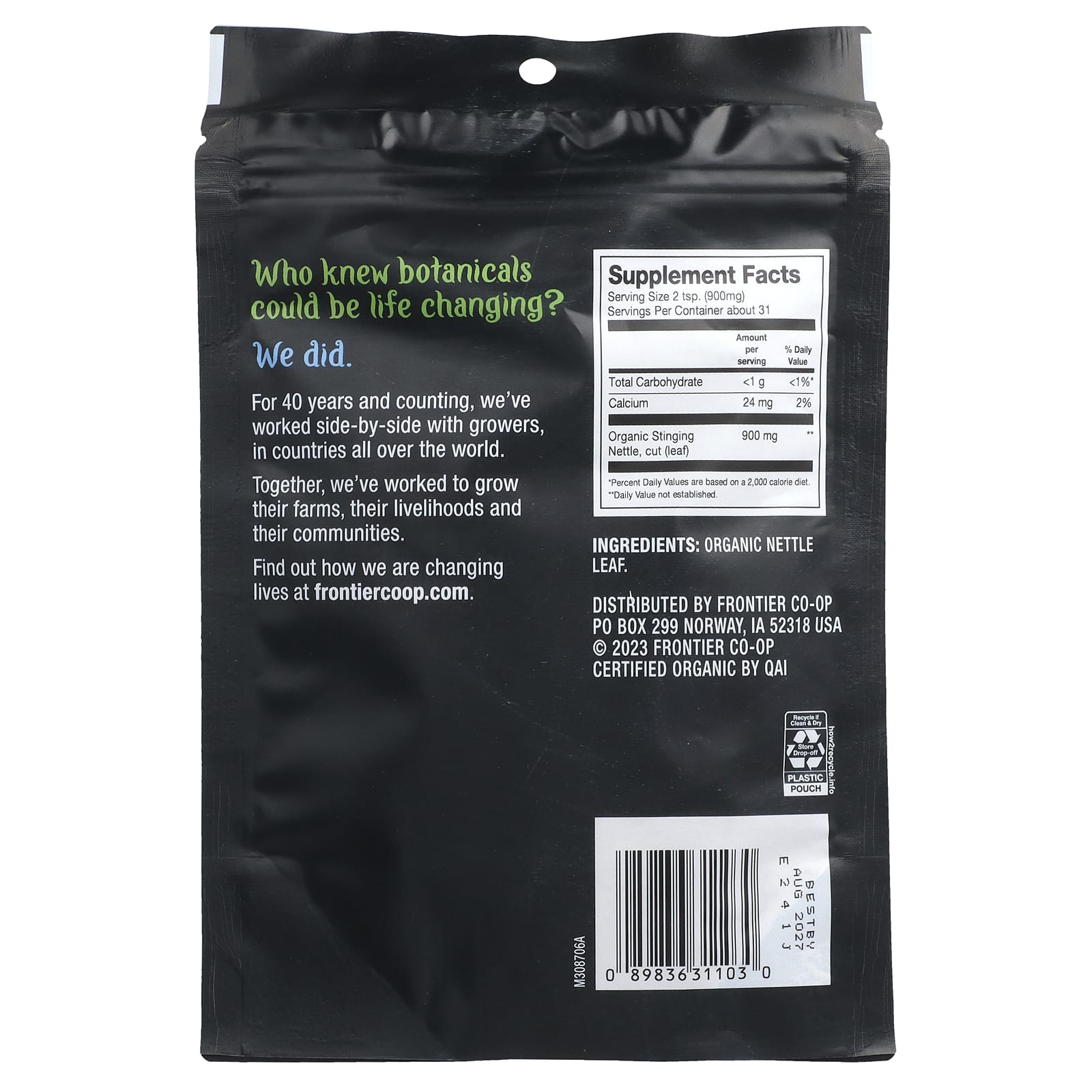 Frontier Co-op, Organic Stinging Nettle Leaf, 0.99 oz (28 g)