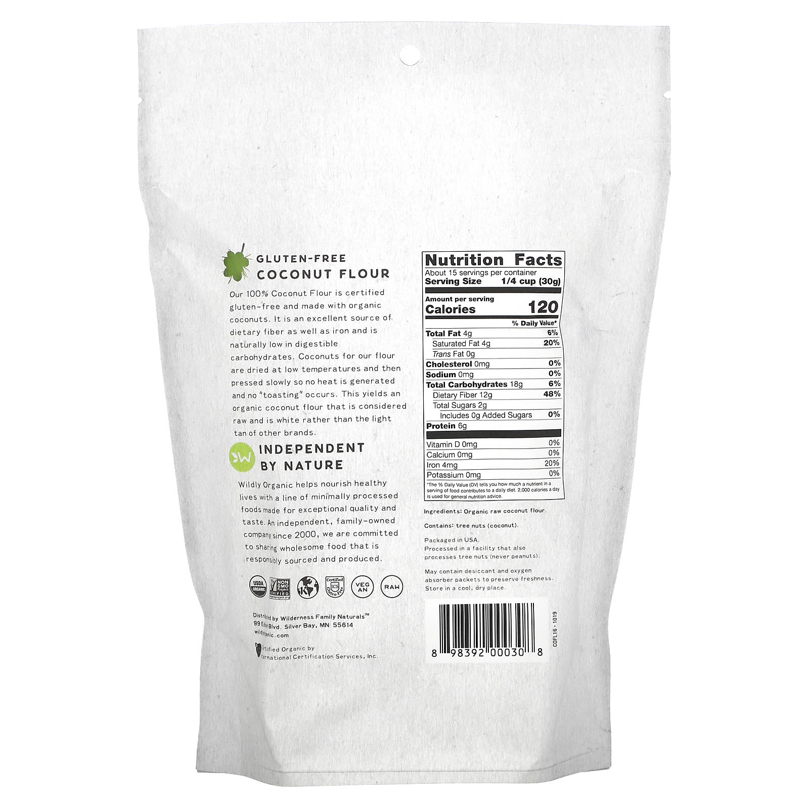 Wildly Organic, Gluten-Free Coconut Flour, 16 oz (454 g) - Image 2